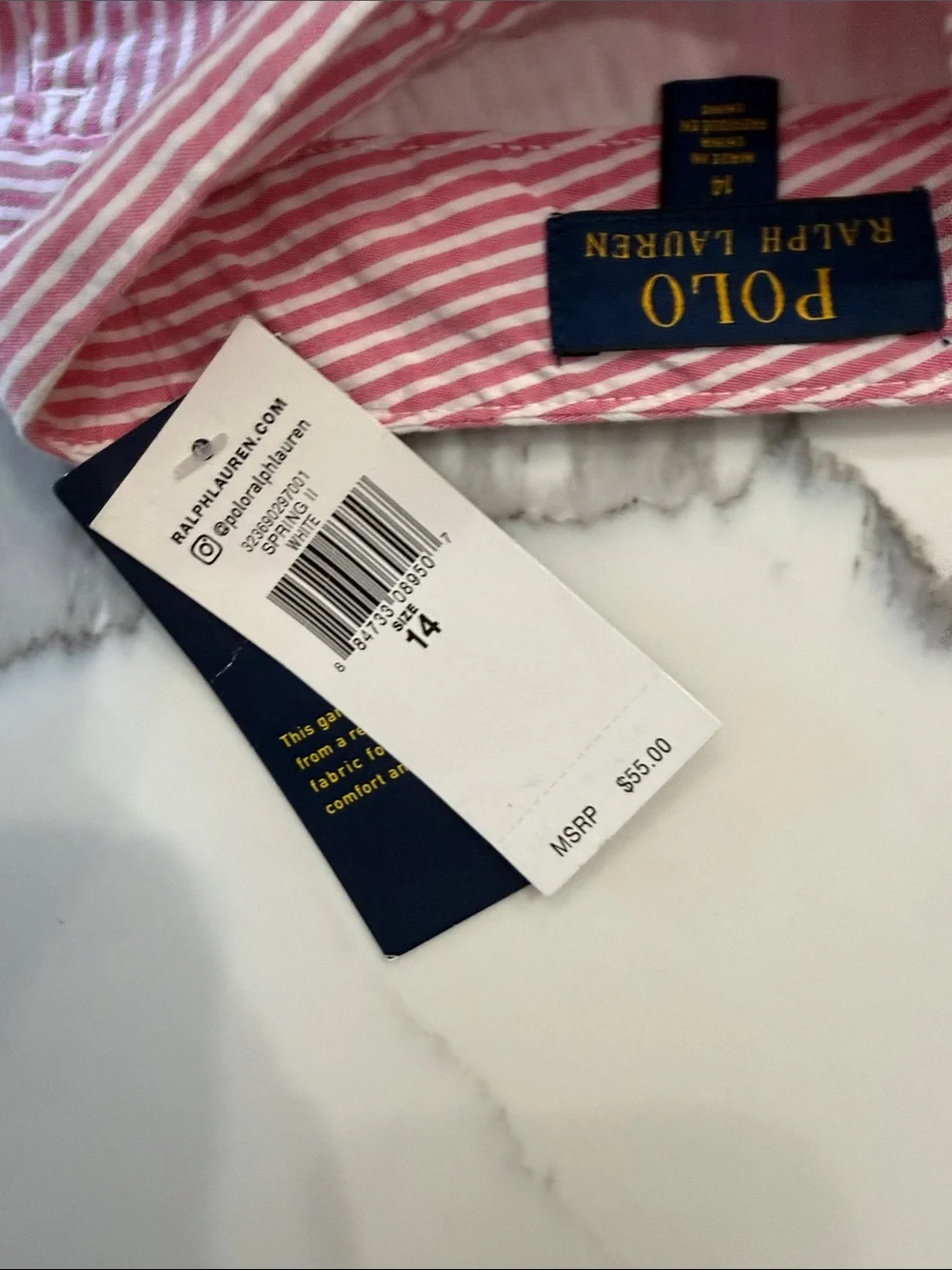 NWT Ralph Lauren Pink Seersucker Embroidered Puppy Shorts size 14